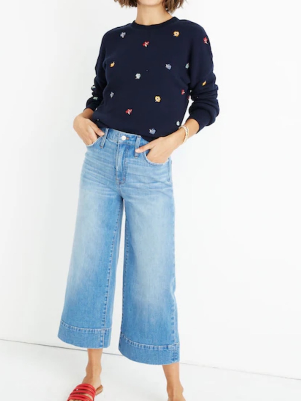 Madewell Light Blue High-Rise Wide-Leg Cropped Jeans